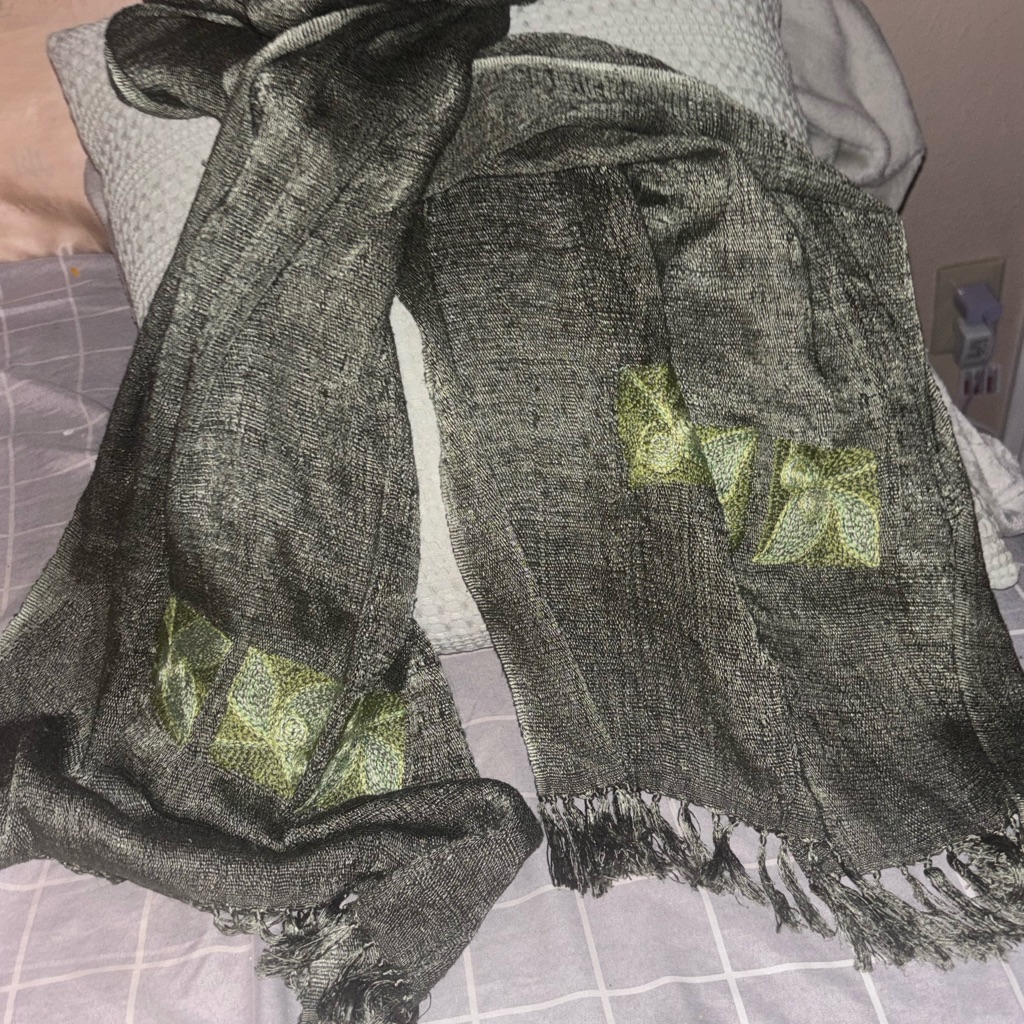 Women's Mirado Silk Scarf " Hay Landy" With Leaf Accents ( Great Price!)